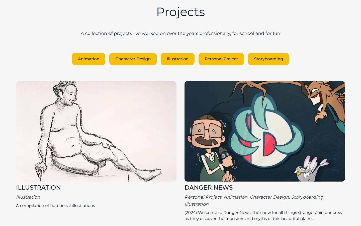 The project page of the Cupoftimo portfolio website